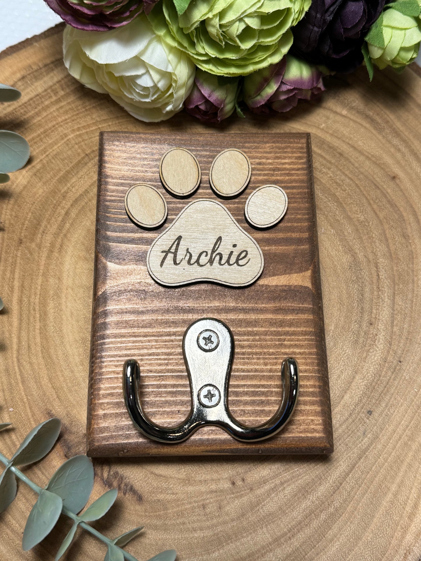 Personalised Wooden Dog Lead Holder