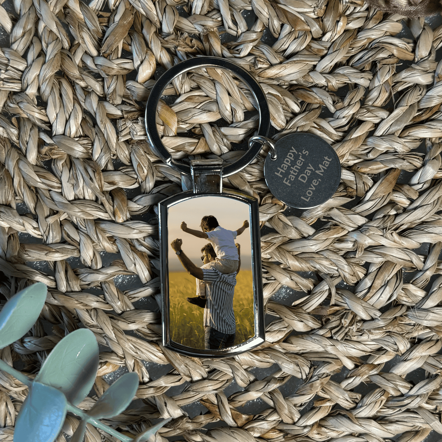 Personalised Photo Keyring, Engraved Charm Keychain