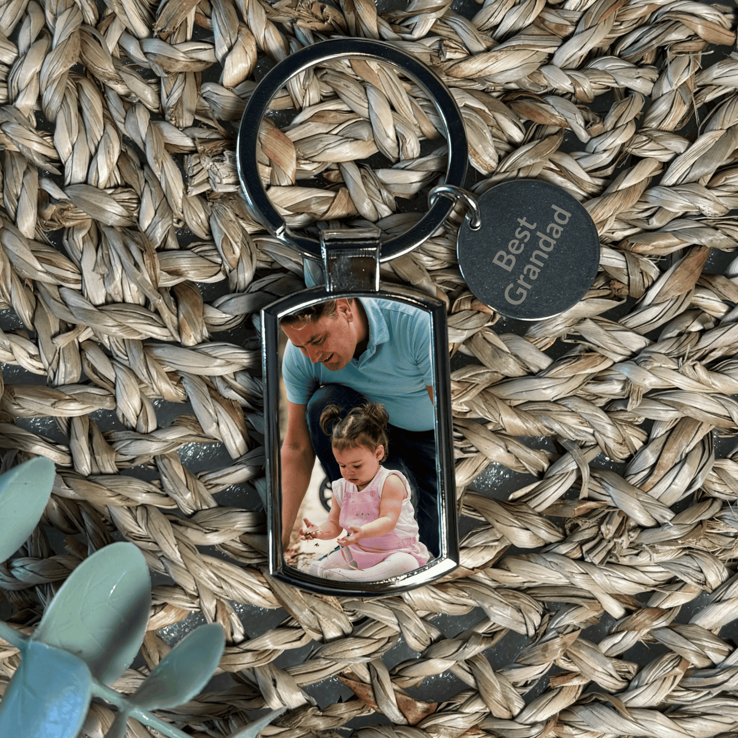 Personalised Photo Keyring, Engraved Charm Keychain