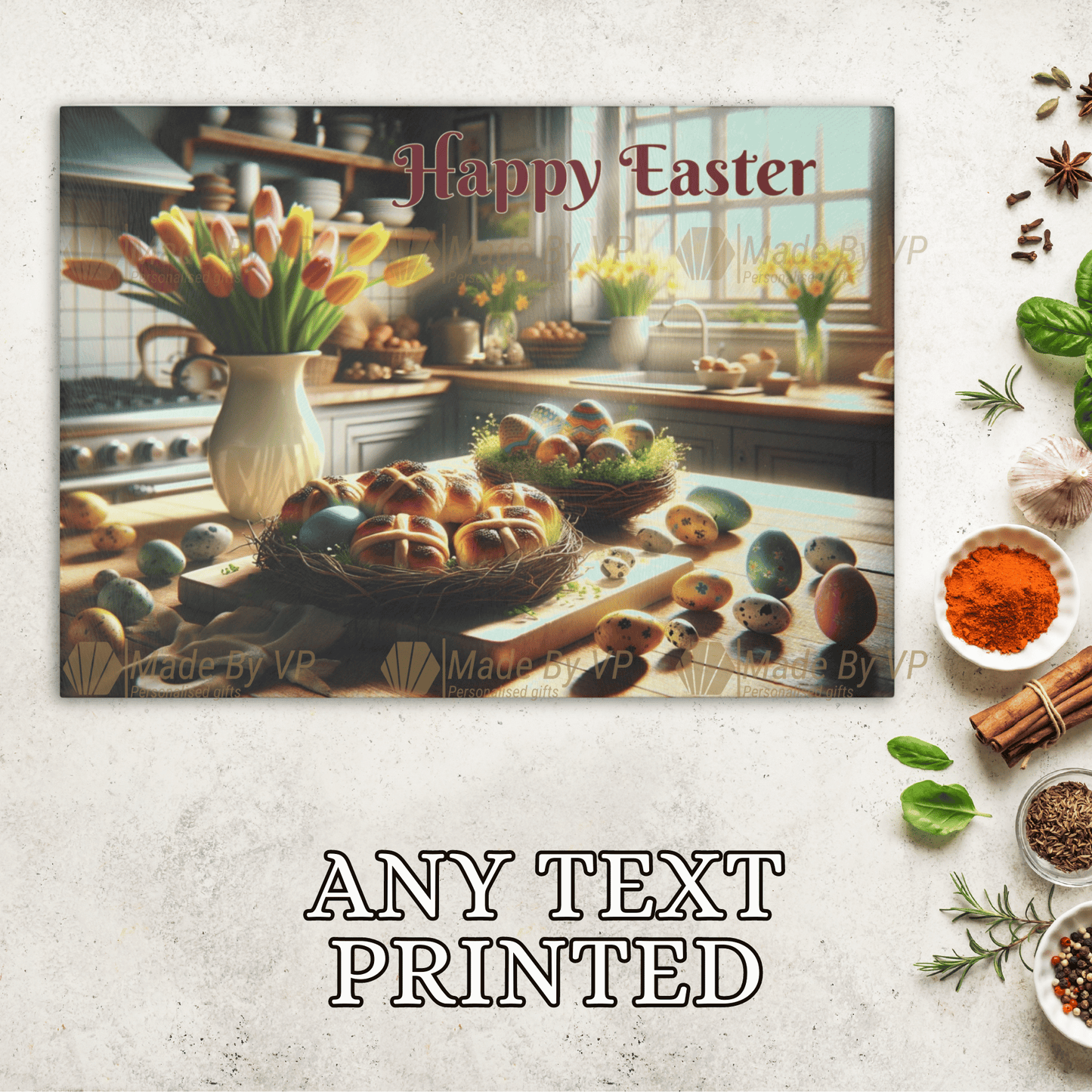 Easter Tempered Glass Chopping Board
