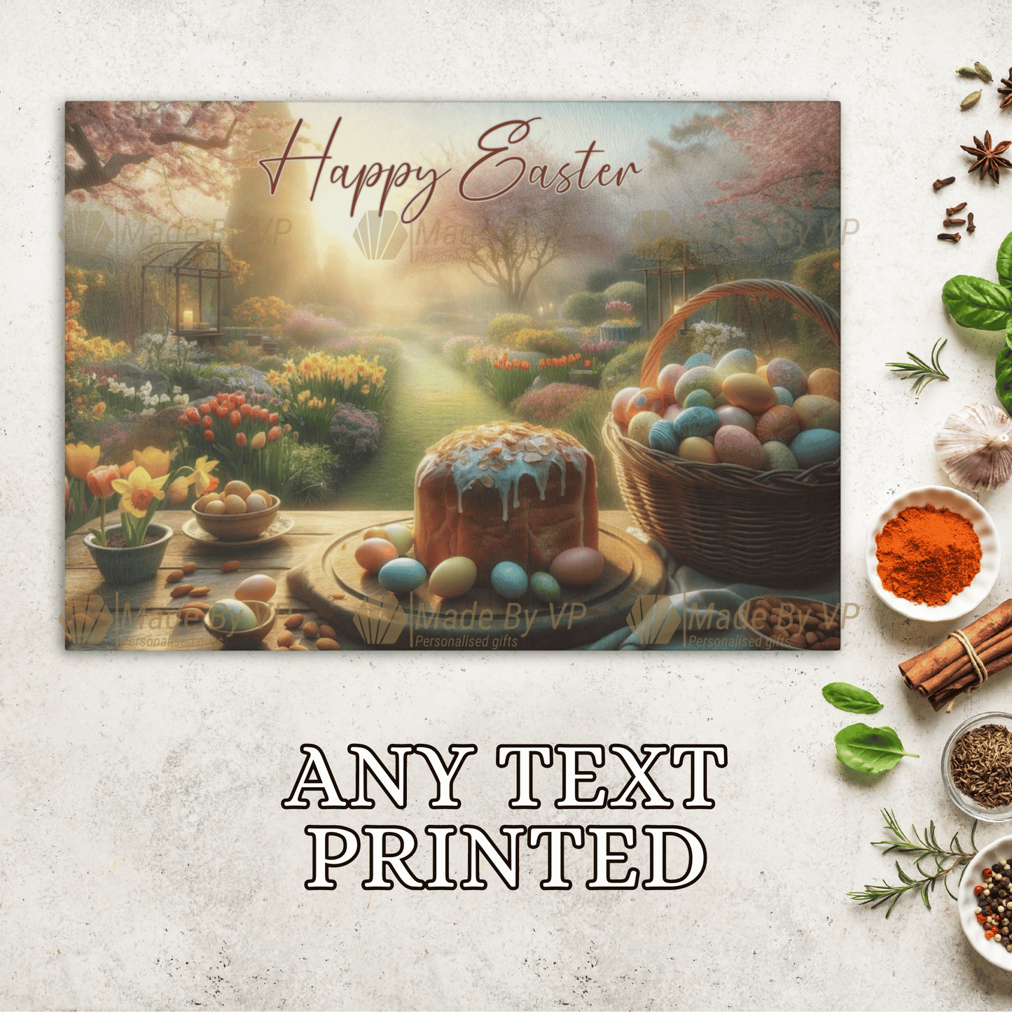 Easter Tempered Glass Chopping Board