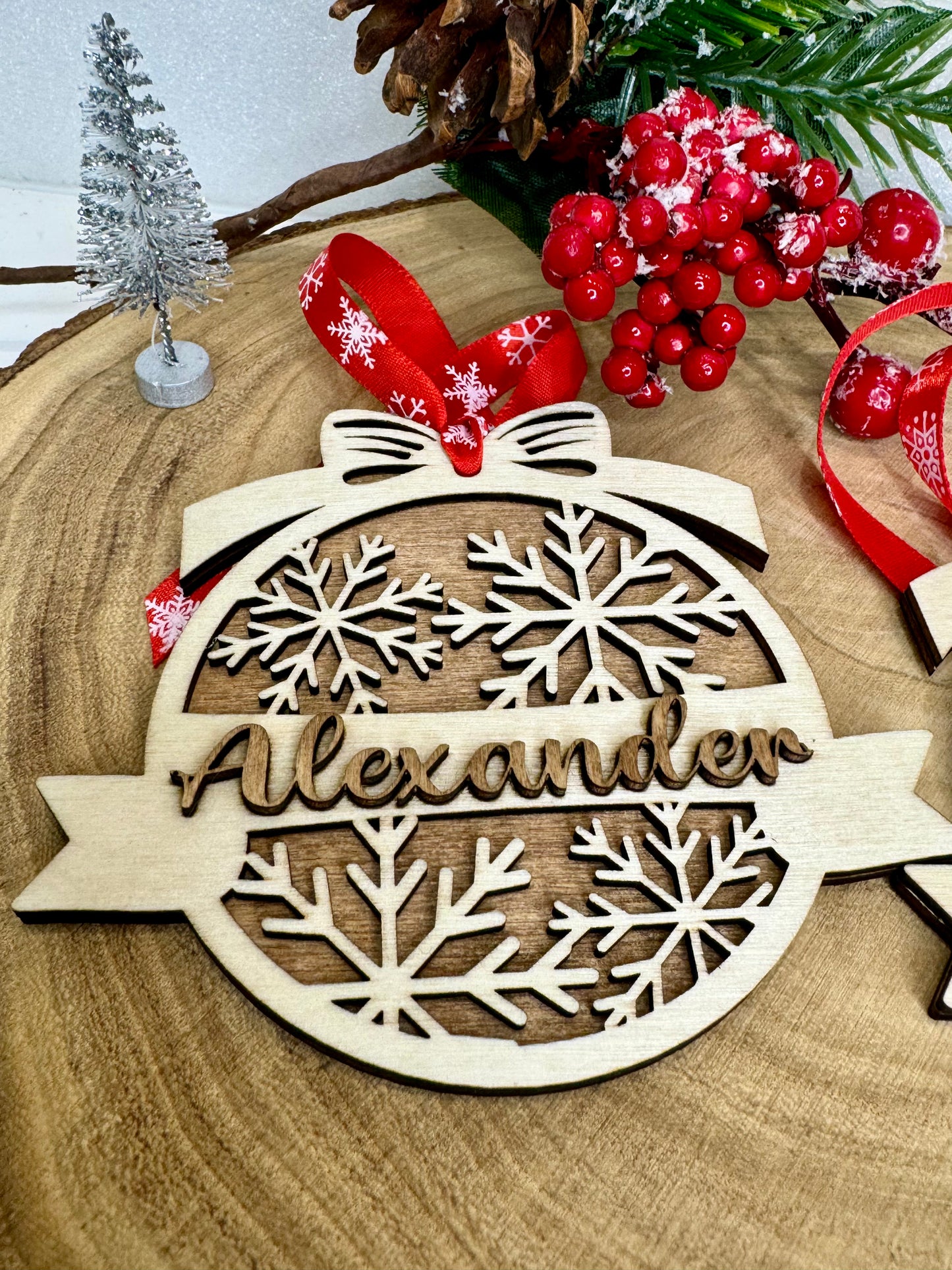Personalised Wooden Christmas Tree Decoration