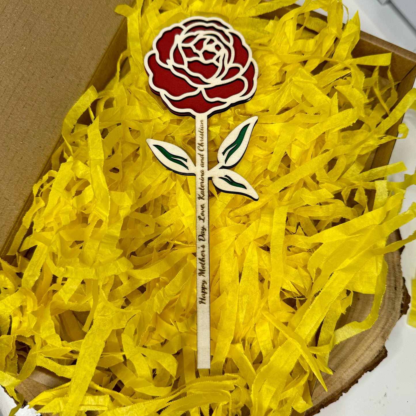 Personalised Engraved Wooden Rose