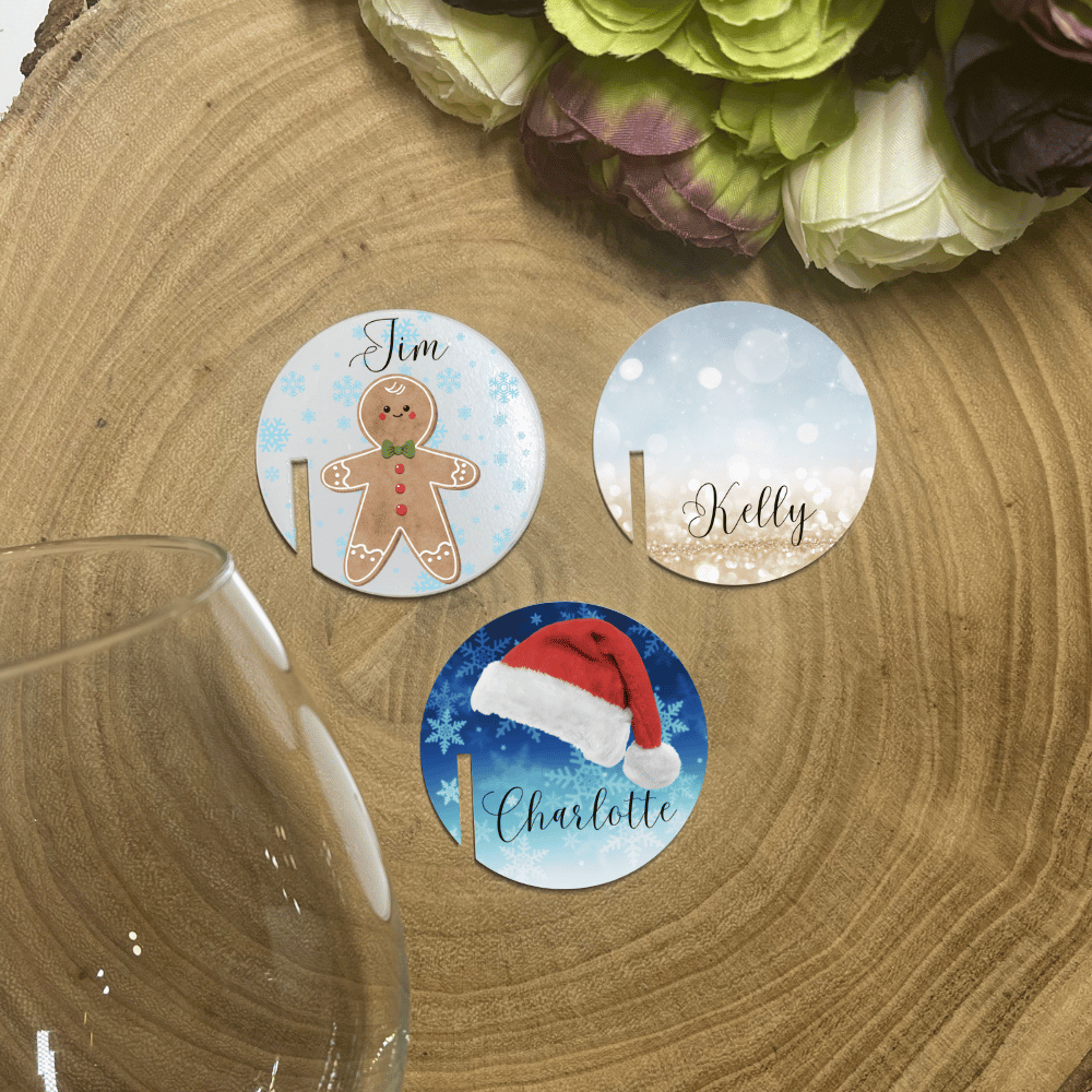 Personalised Christmas Drinks Charms, Wine Glass Charms