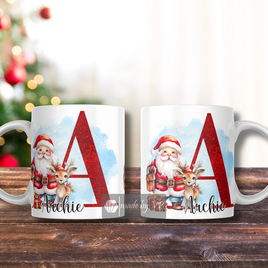 Personalised Christmas Mug Santa, Letter