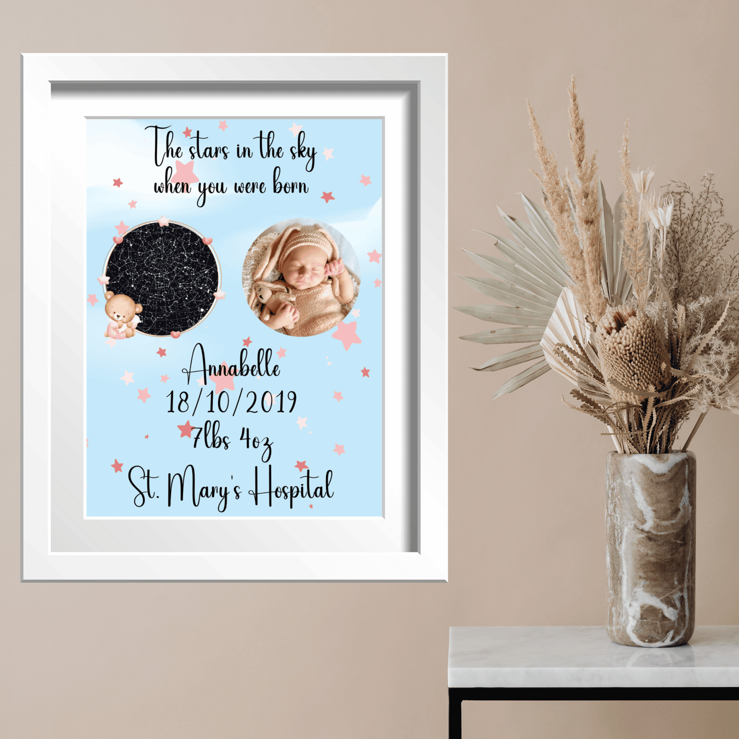New Baby Personalised Gift, The Stars In The Sky When You Were Born