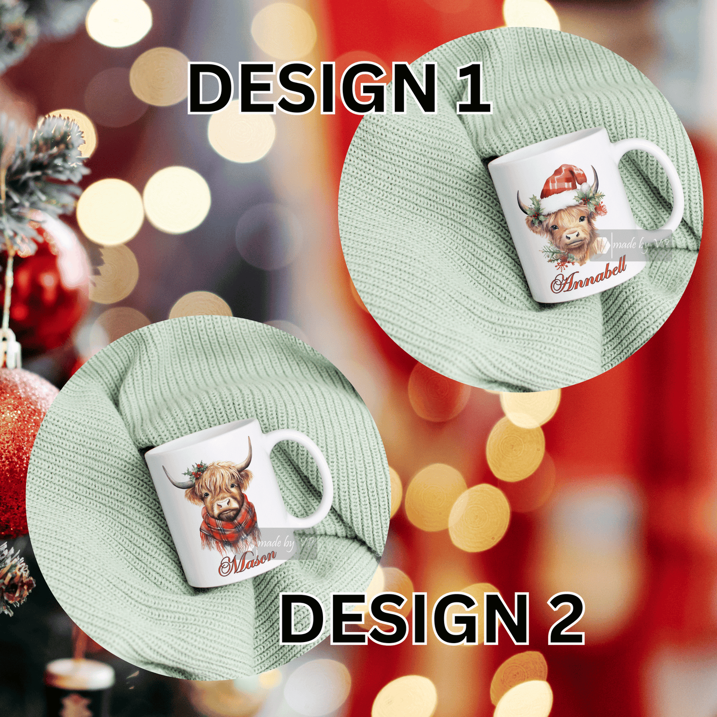 Highland Cow Christmas Mug