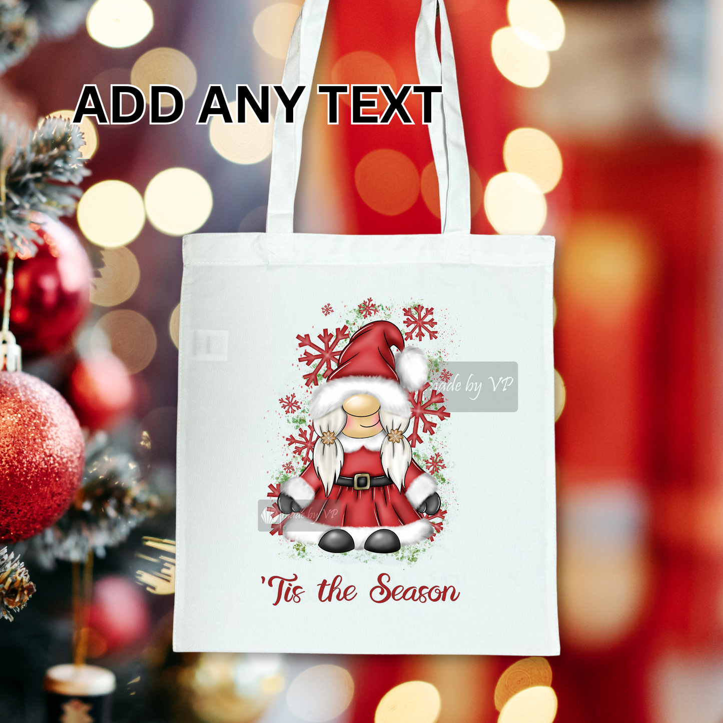 Personalised Christmas Tote Bag, Red Gonkette
