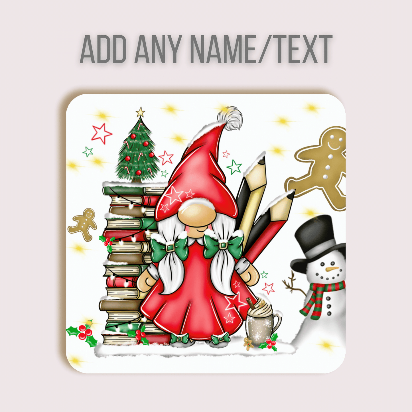 Christmas Coaster, Teacher, Gnomes