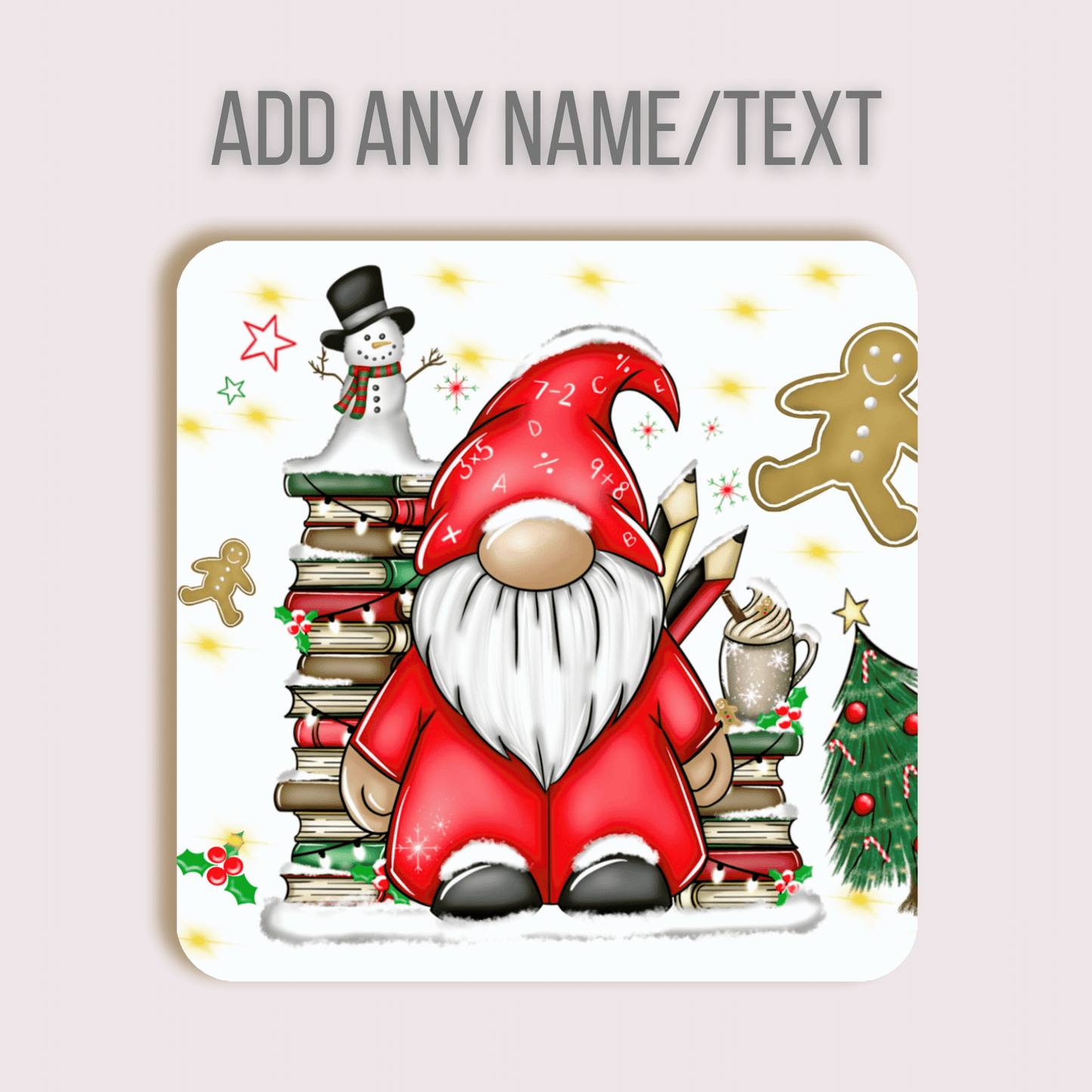 Christmas Coaster, Teacher, Gnomes