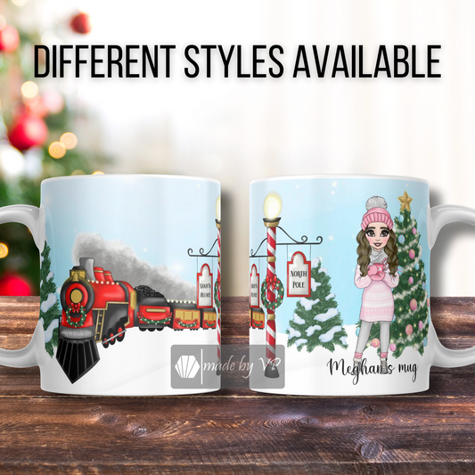 Personalised Christmas Mug Polar Express, Girl
