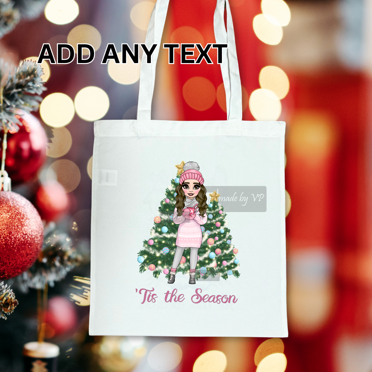 Personalised Christmas Girl Tote Bag
