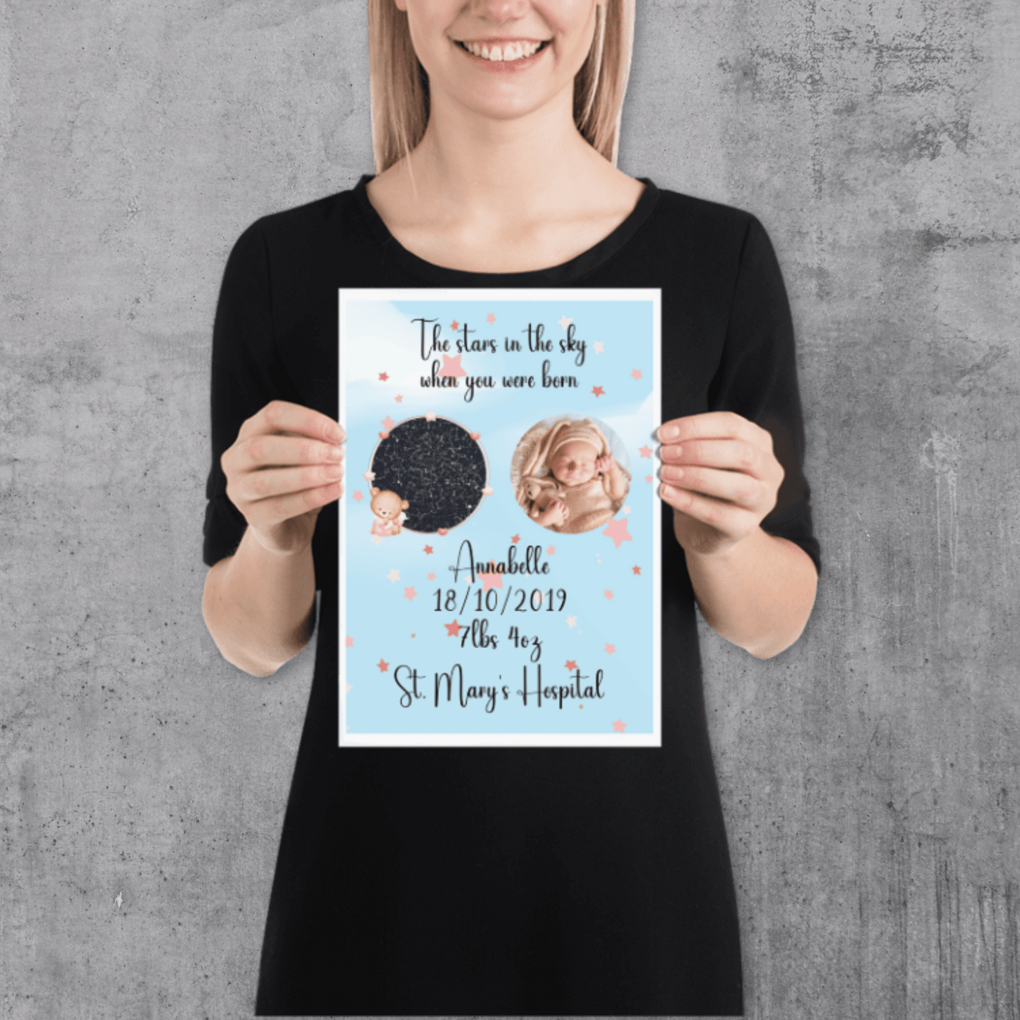 New Baby Personalised Gift, The Stars In The Sky When You Were Born