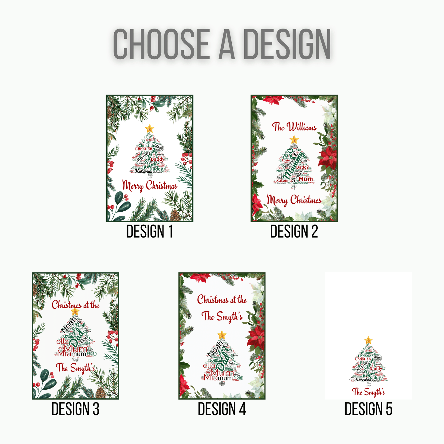 Personalised Christmas Family Tea Towel, Different Designs
