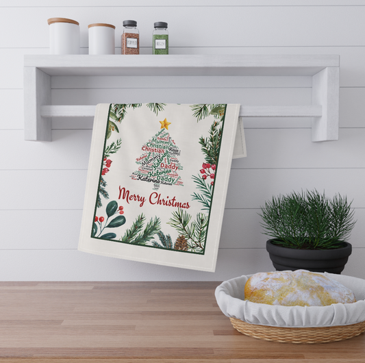 Personalised Christmas Family Tea Towel, Different Designs