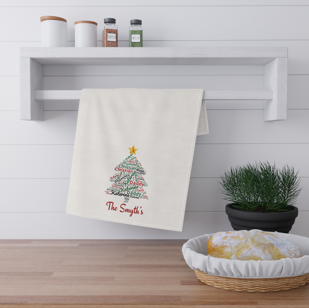 Personalised Christmas Family Tea Towel, Different Designs