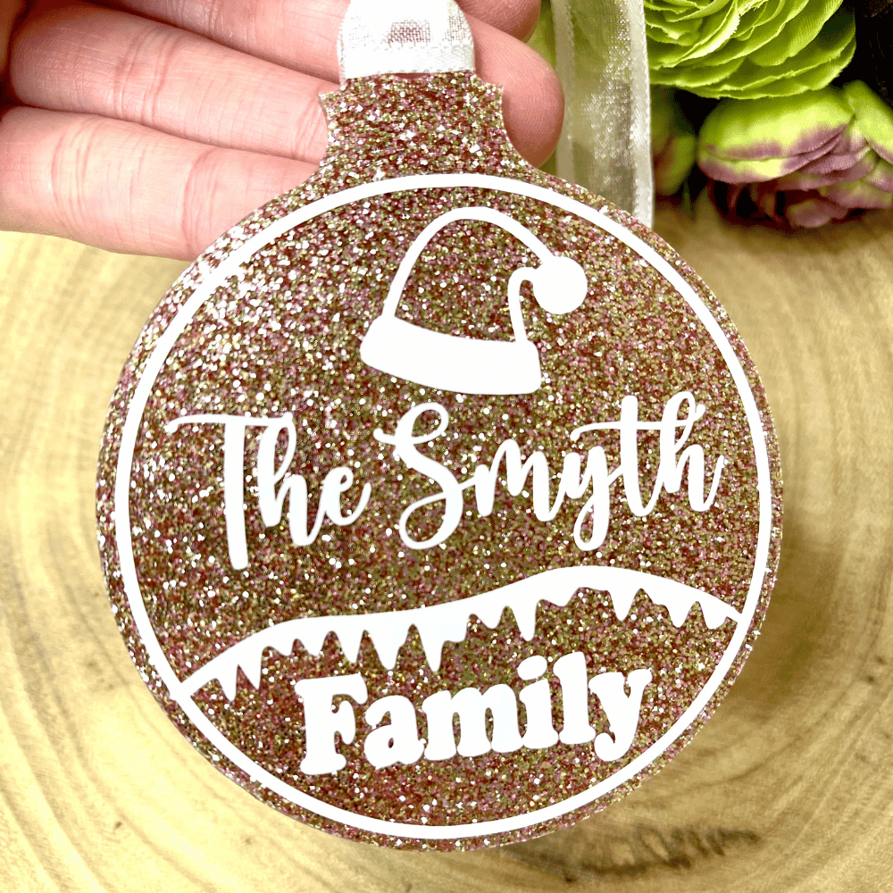 Personalised Christmas Family Ornament, Custom Gift Bag Tags