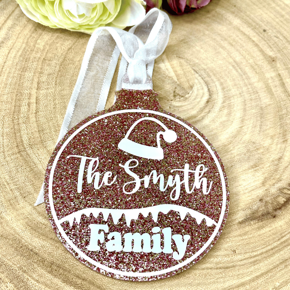 Personalised Christmas Family Ornament, Custom Gift Bag Tags