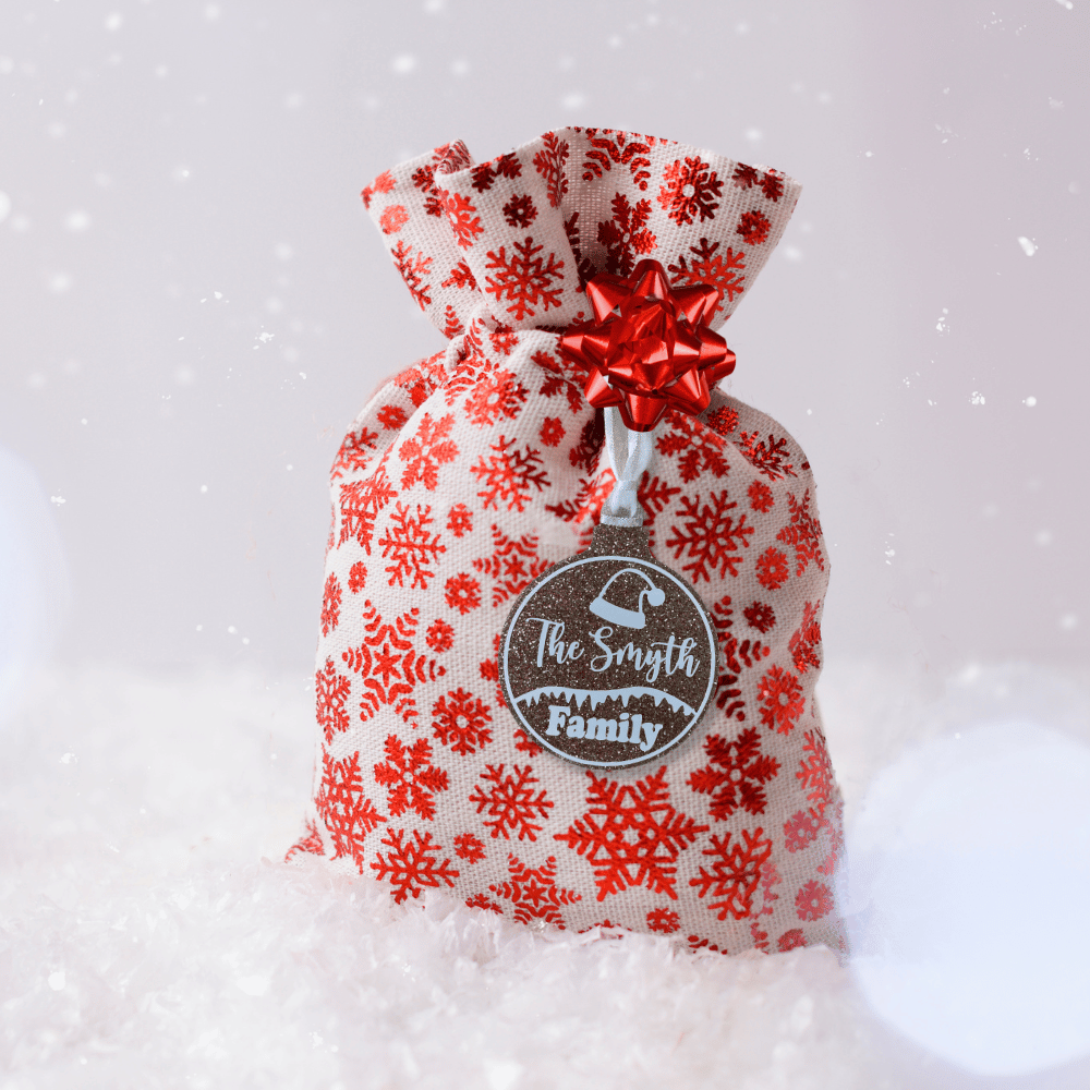 Personalised Christmas Family Ornament, Custom Gift Bag Tags