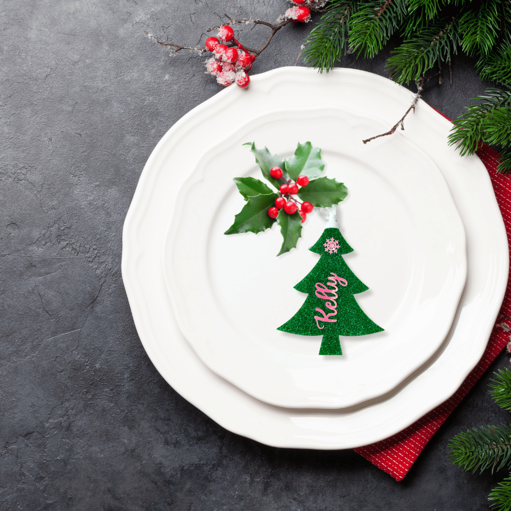 Personalised Christmas Place Settings, Custom Table Setting Names, Gift Bag Tags