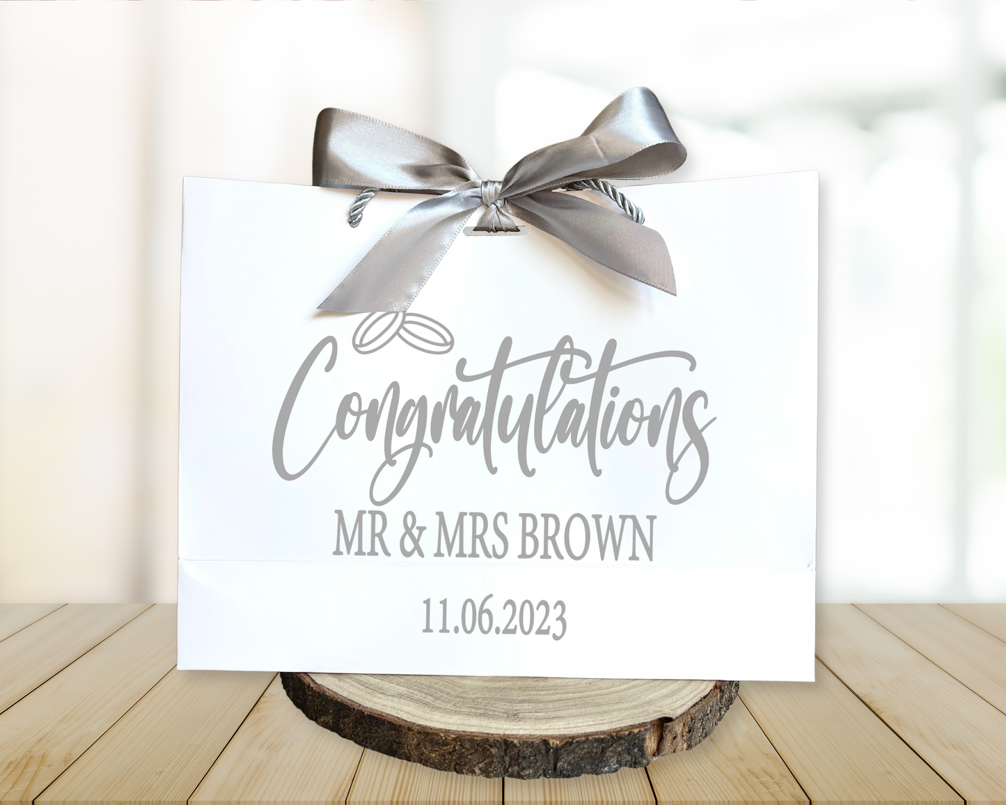 Personalised Wedding Gift Bag With Bow Ribbon