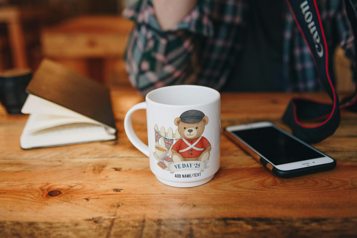 Personalised VE Day 80th Anniversary Mug, Bear