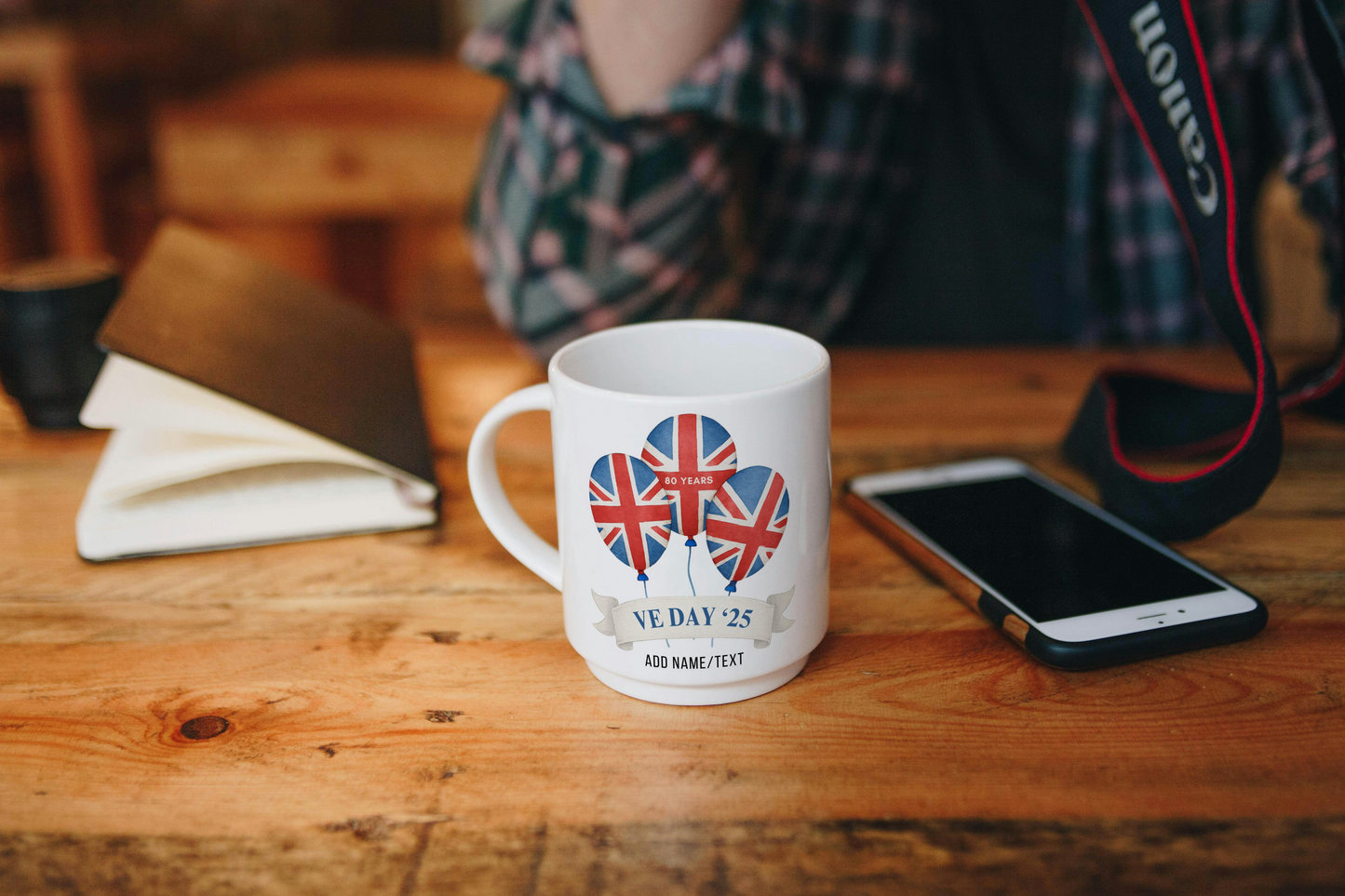 Personalised VE Day 80th Anniversary Mug, Printed Balloons