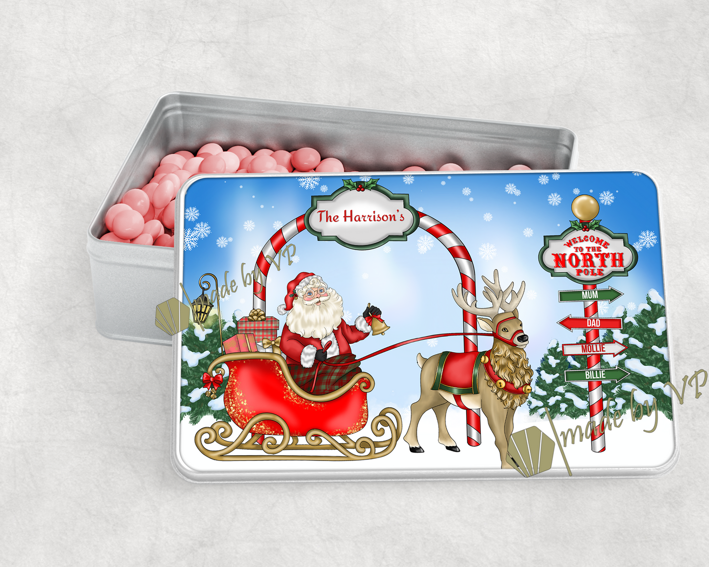 Personalised Family Christmas Treats Tin