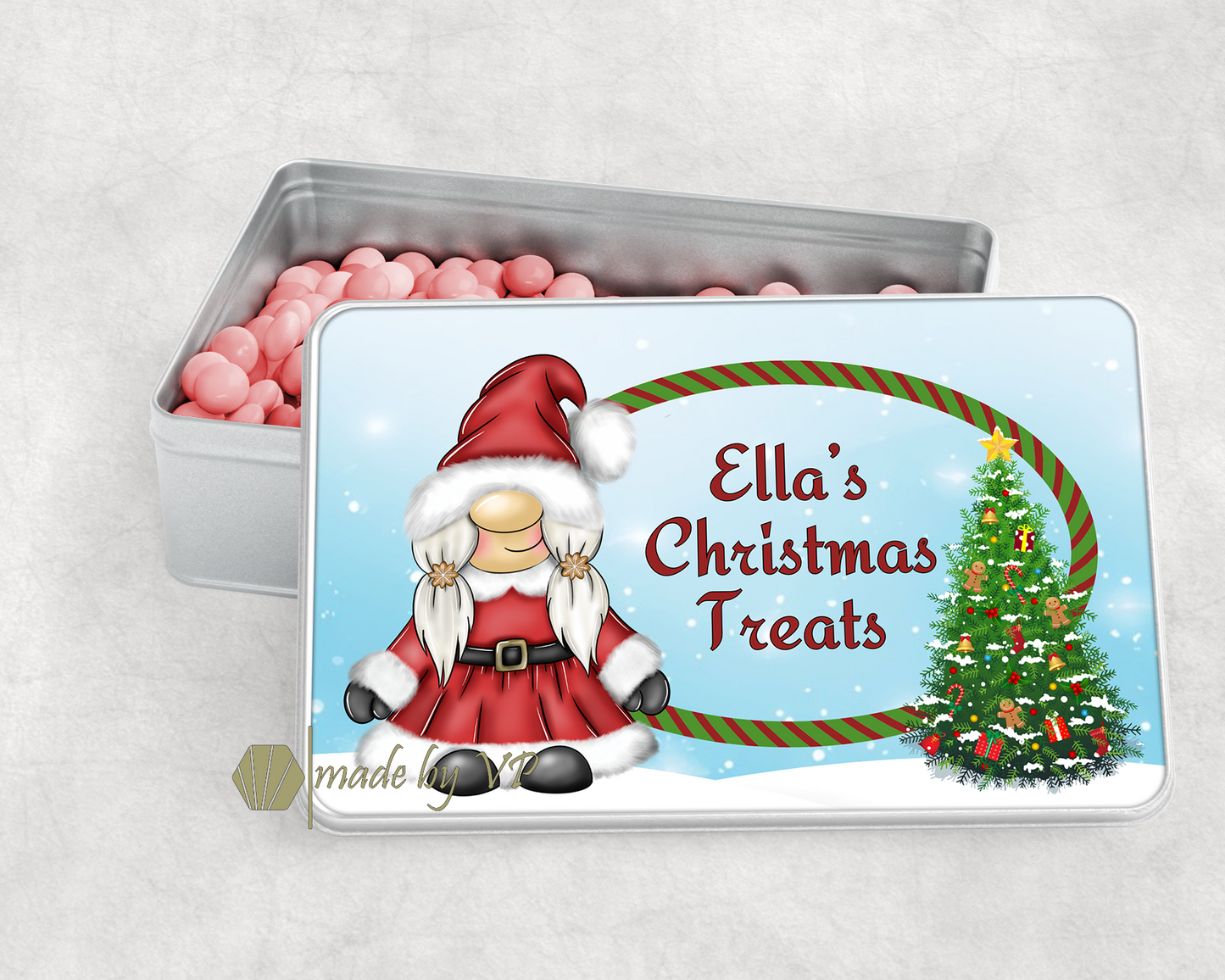 Personalised Christmas Treats Tin Gonkette, Gnome