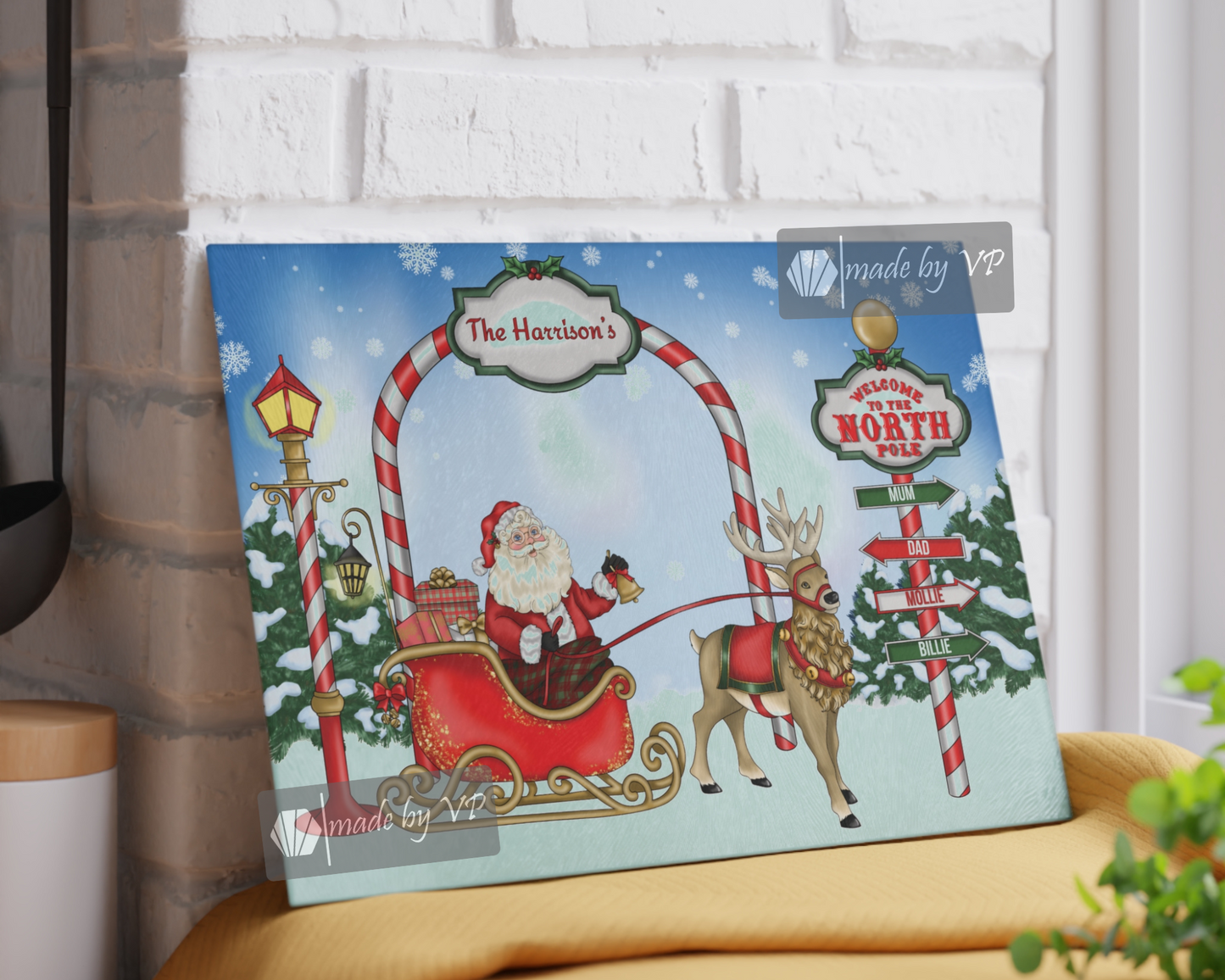 Personalised Christmas Cutting Board, Santa