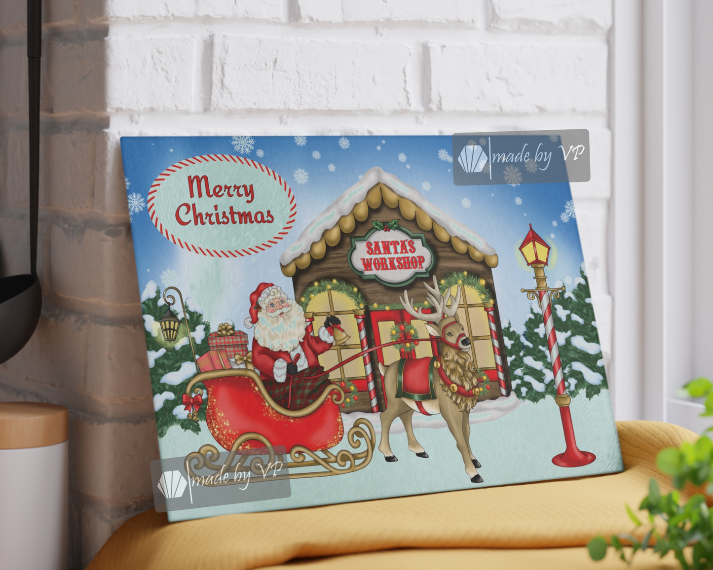 Personalised Christmas Cutting Board, Santa