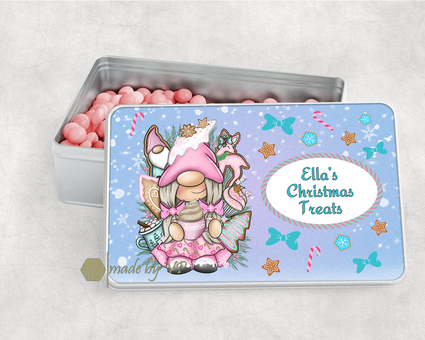Personalised Christmas Treats Tin Gonkette