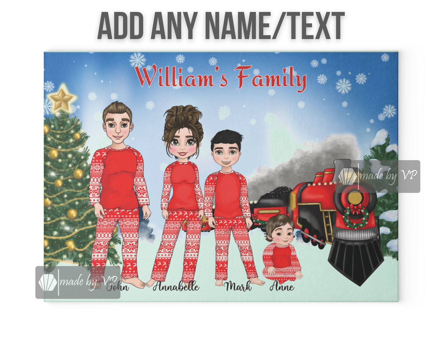 Personalised Christmas Cutting Board, Family