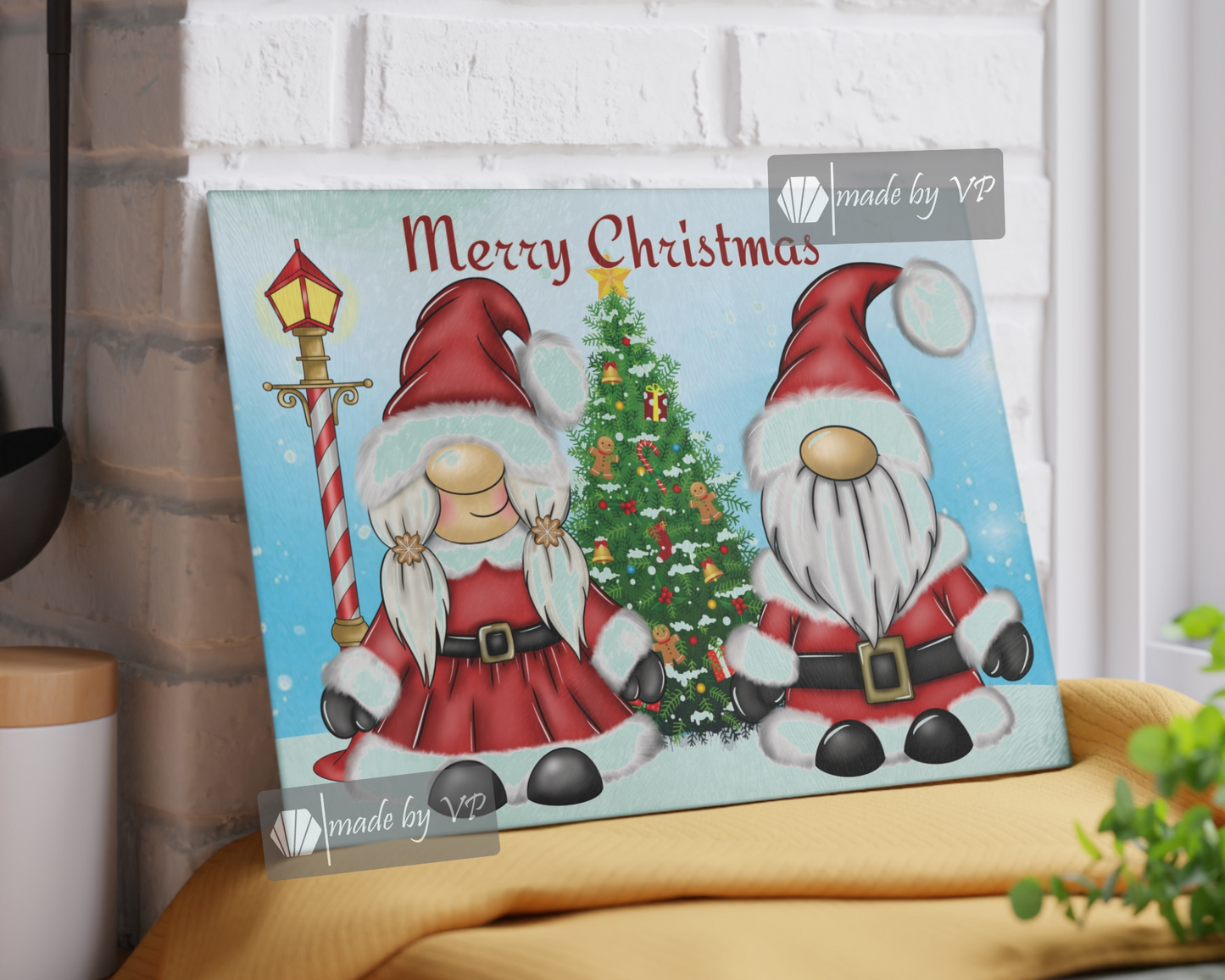Personalised Christmas Cutting Board, Gnomes