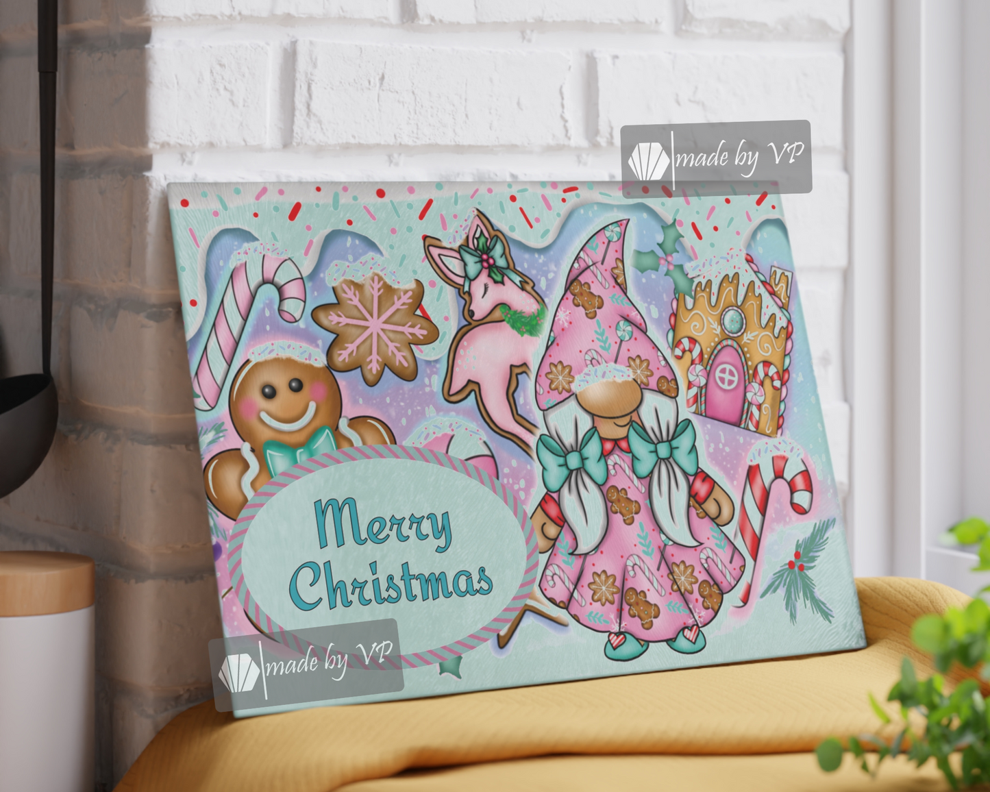 Personalised Christmas Cutting Board, Gnomes