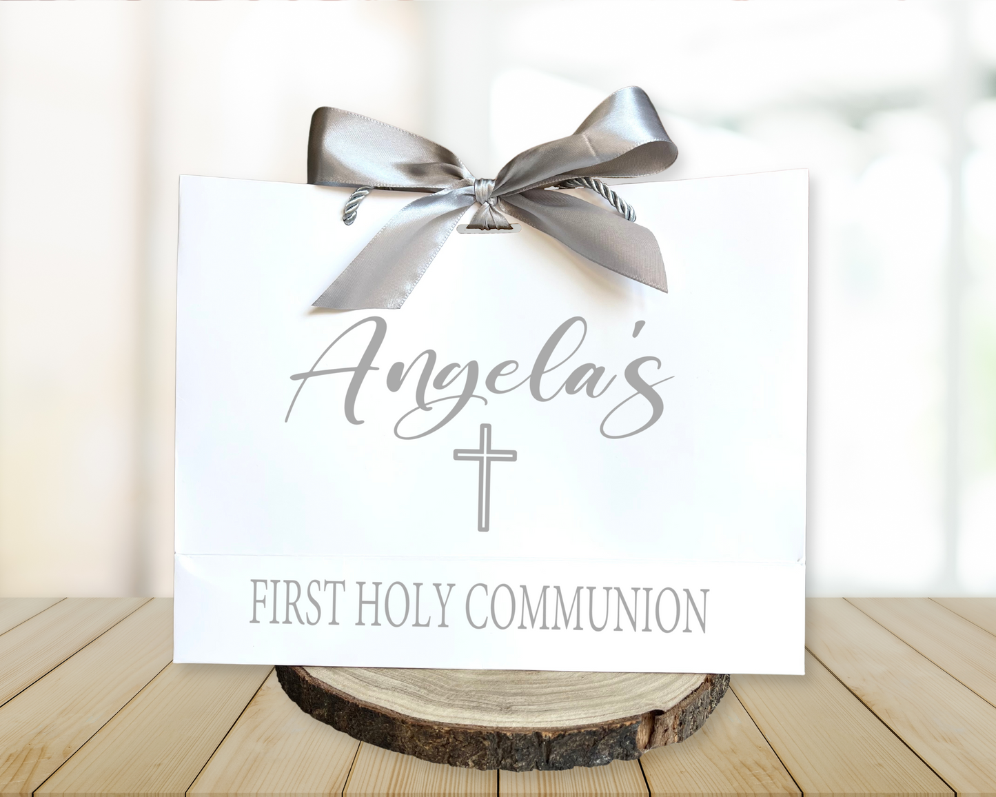 Personalised Holy Comunion Gift Bag With Bow Ribbon, Luxury Bag