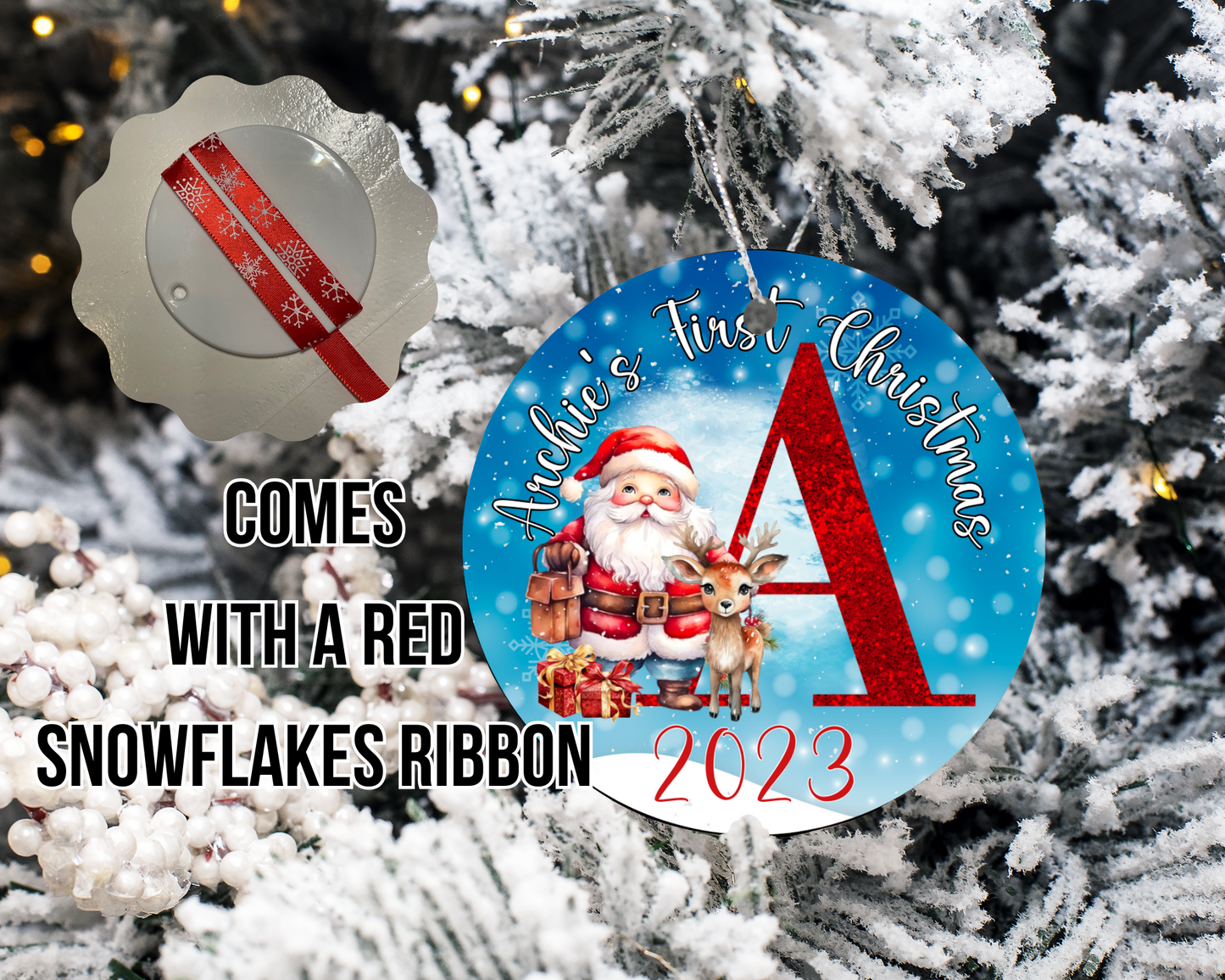 Personalised First Christmas Bauble, Xmas Tree Decoration, Free Gift Bag
