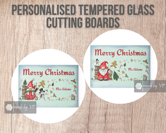 Personalised Christmas Cutting Board, Gnome Teacher