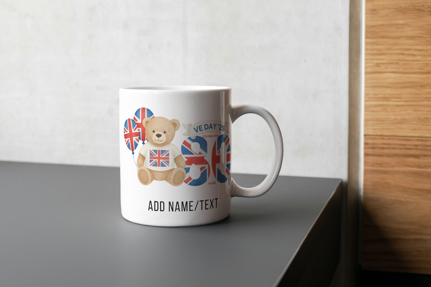 Personalised VE Day 80th Anniversary Mug, Bear