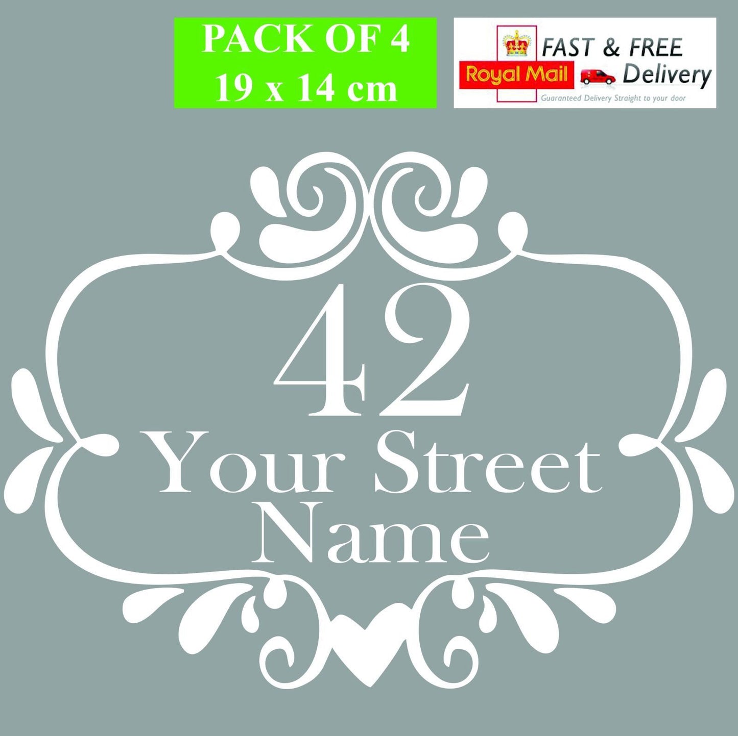 4 X Bin Custom Vinyl Stickers House Number Street Address