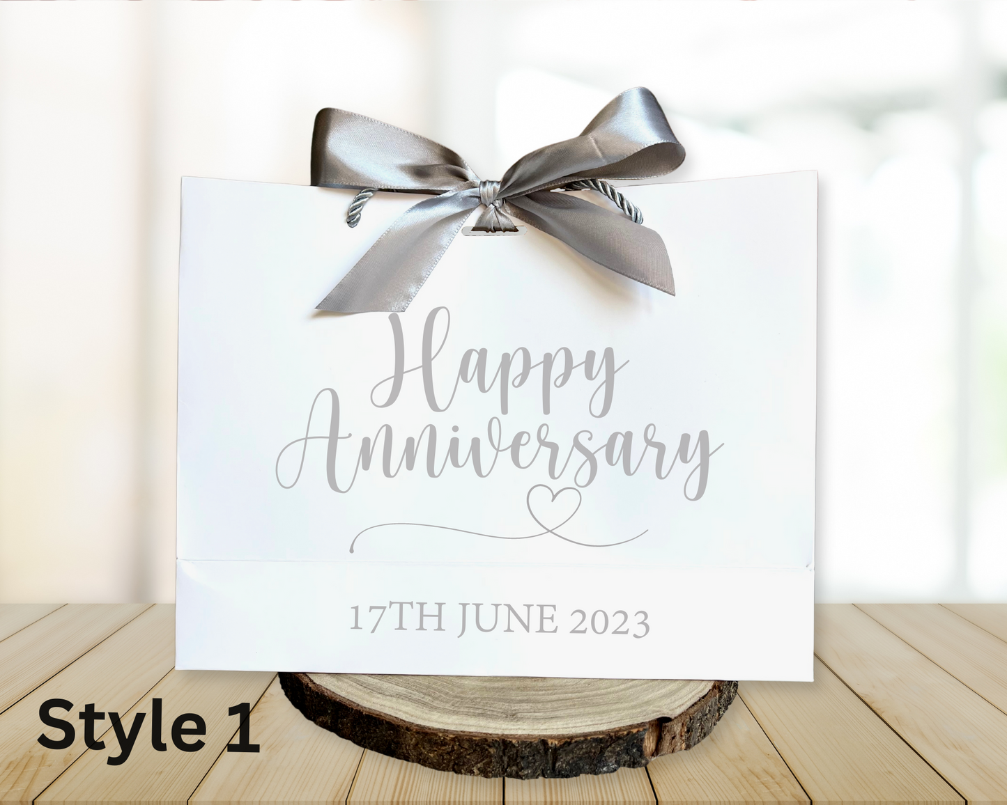 Personalised Anniversary Gift Bag With Bow Ribbon, Birthday, Wedding