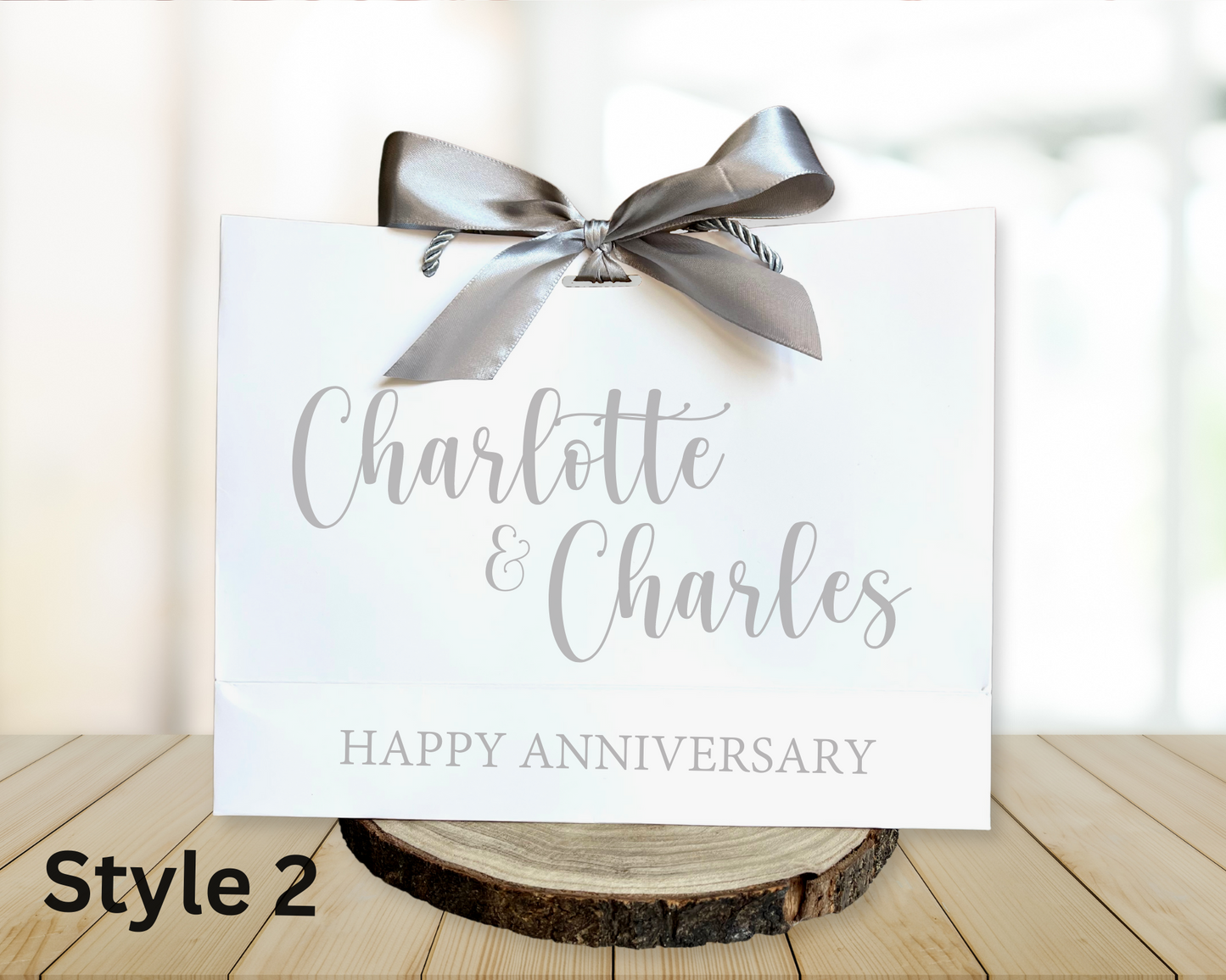 Personalised Anniversary Gift Bag With Bow Ribbon, Birthday, Wedding