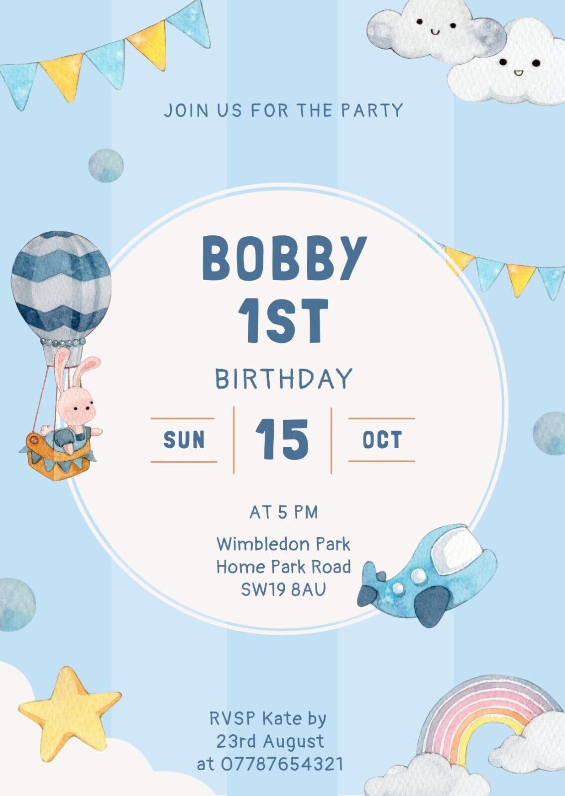 Personalised Kids Birthday Party Invitation, Digital Invites, First Birthday, Printable Invitation