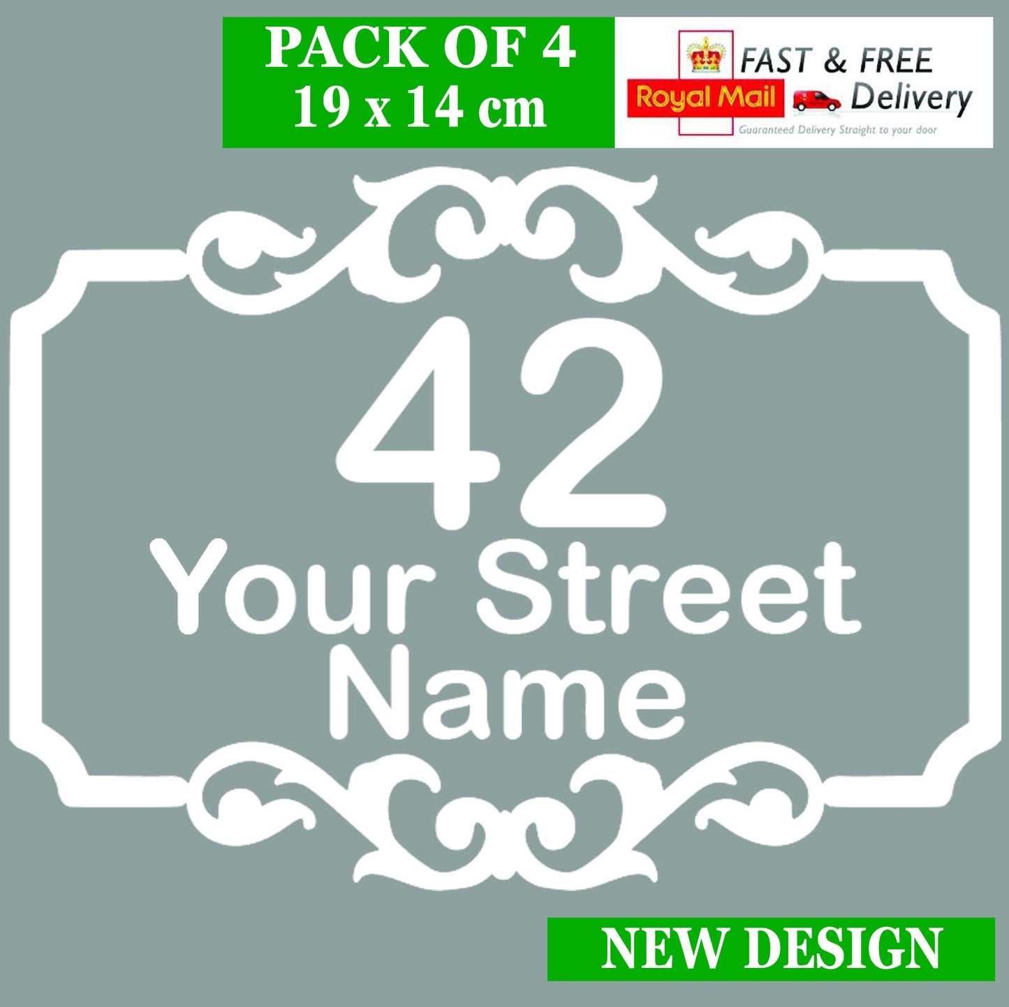 4 X Bin Custom Vinyl Stickers House Number Street Address