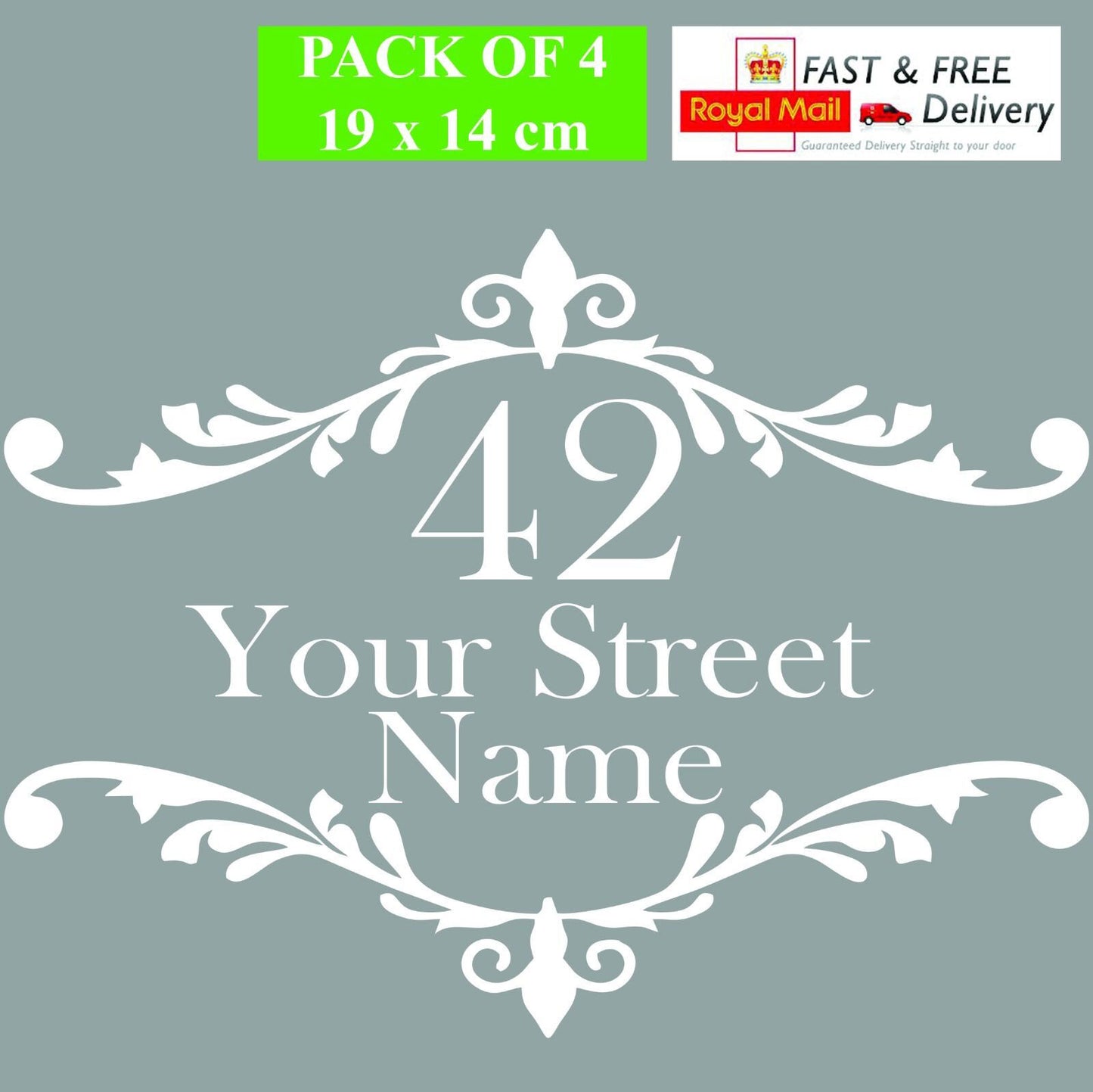 4 X Bin Custom Vinyl Stickers House Number Street Address