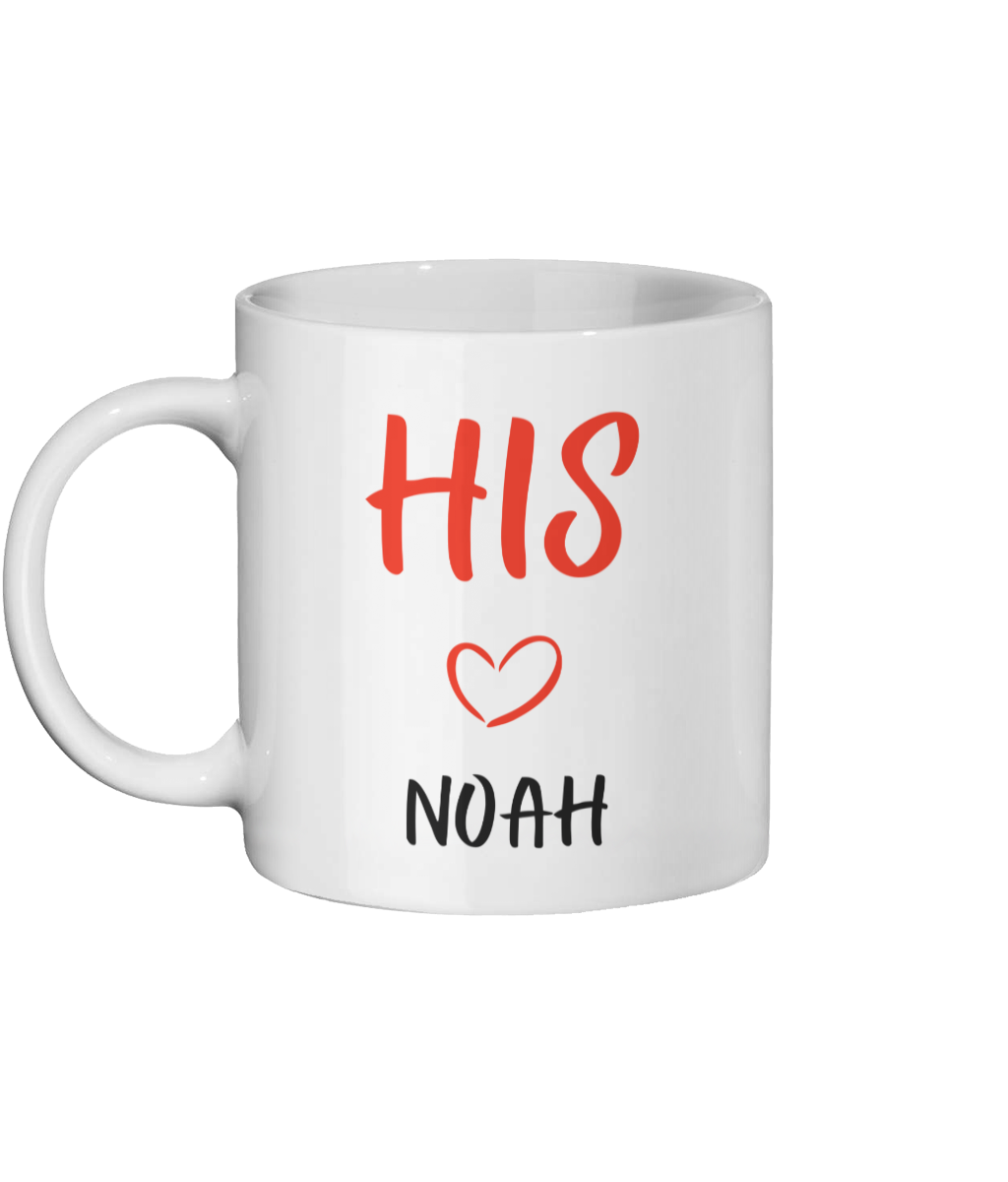 Set of 2 Personalised Hers His Mugs with Names, Valentine's Day Gift