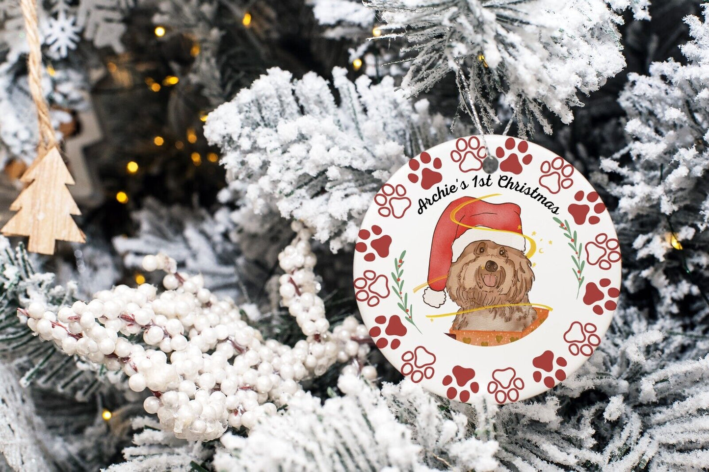Personalised Dog's First Christmas Ornament With Picture, Dog’s Christmas, Christmas Gift, Christmas Tree Decoration With Free Gift Bag