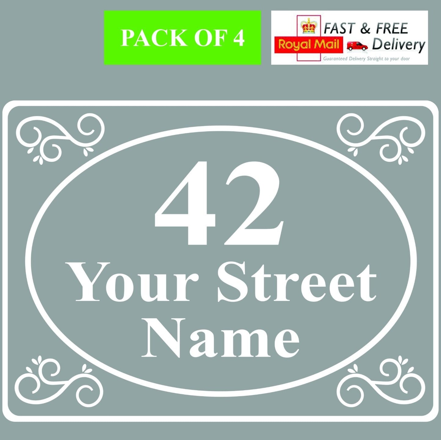 4 X Bin Custom Vinyl Stickers House Number Street Address