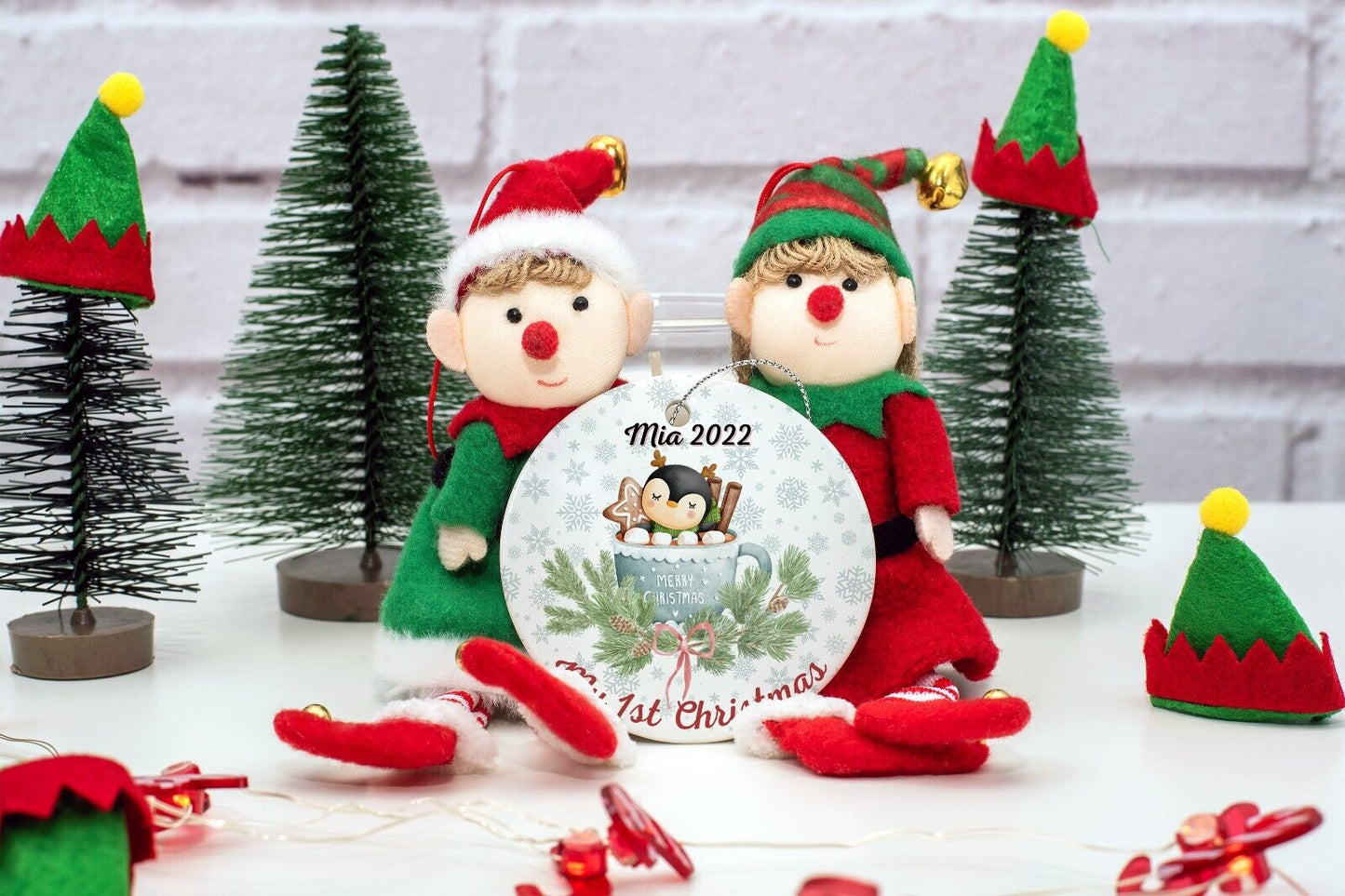 Personalised Baby's First Christmas Decoration, Baby's 1st Christmas Tree Ornament, Christmas Gift With Free Gift Bag
