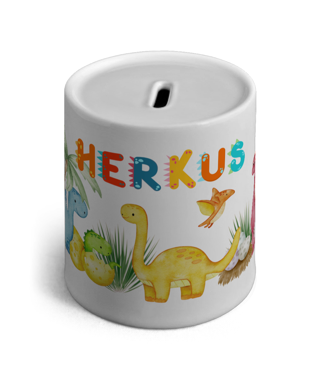 Personalised Ceramic Money Box Dinosaurs